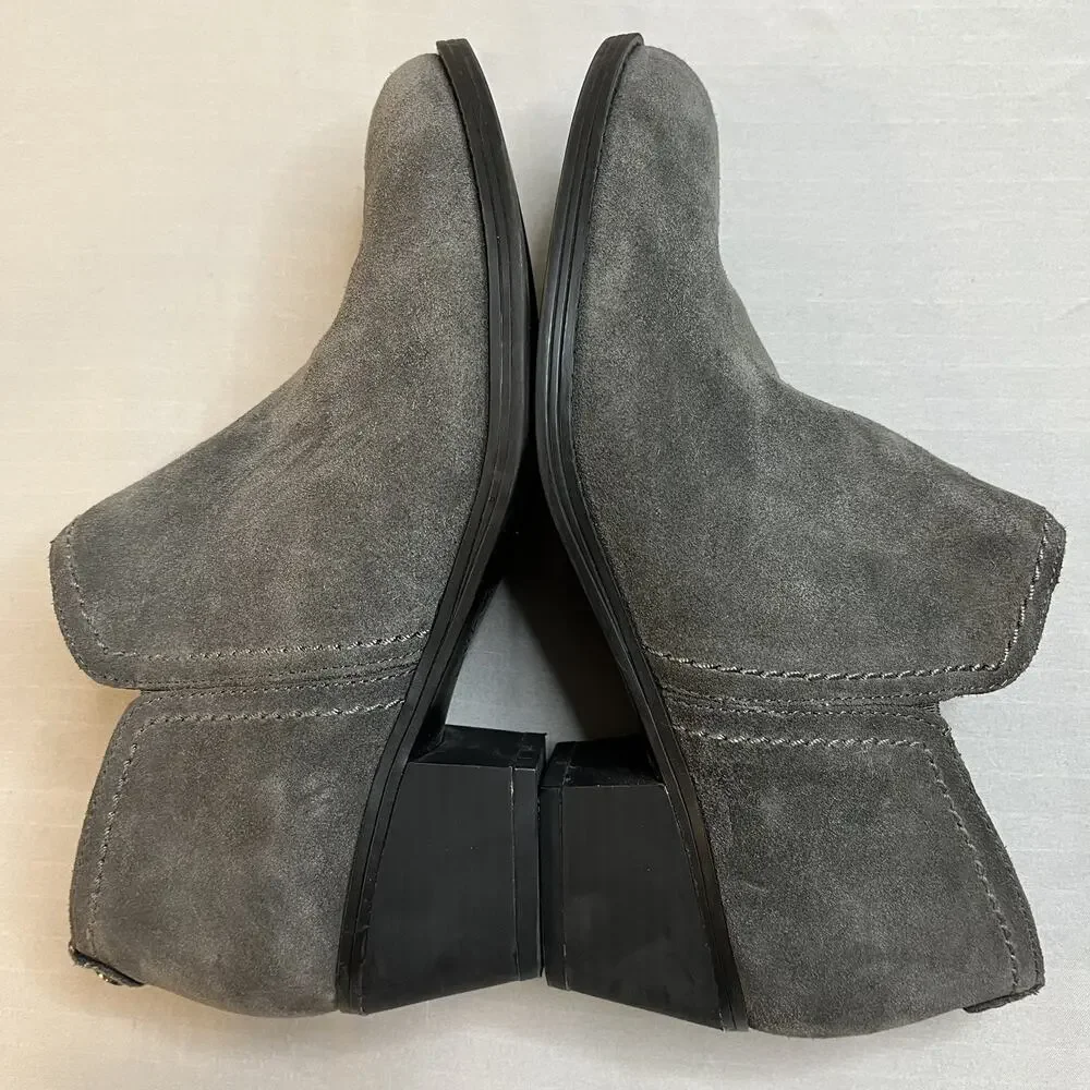 Naturalizer Zarie Ankle Boots/Bootie Womens 6.5N Gray Suede Short Side Zip